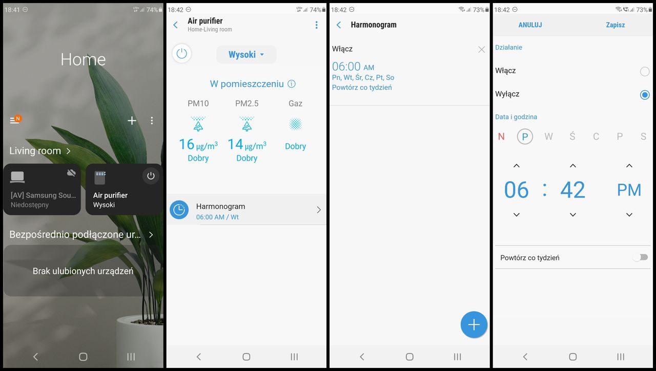 Aplikacja Smart Things, którą możemy kontrolować urządzenia marki Samsung, m.in. oczyszczacz powietrza