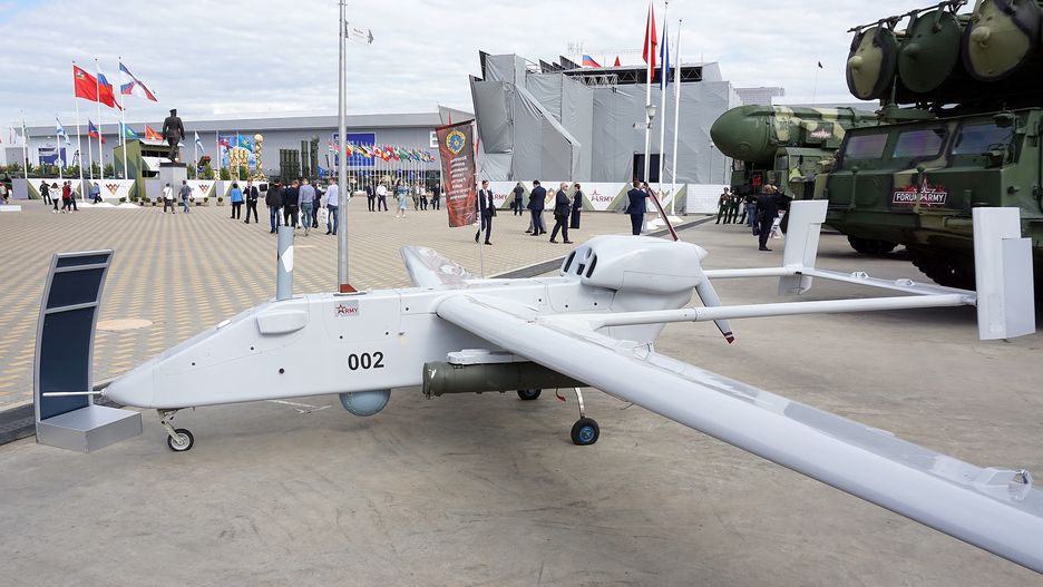 Rosyjski dron miał wlecieć w polska przestrzeń powietrzną. Na zdjęciu Forpost na targach zbrojeniowych w Rosji 