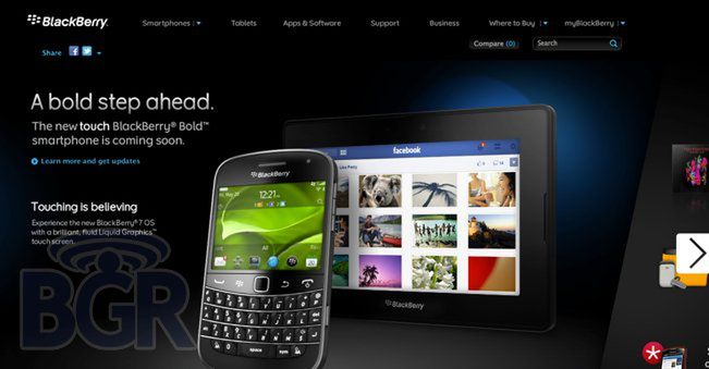 BlackBerry Bold Touch wyciekł na stronach RIM