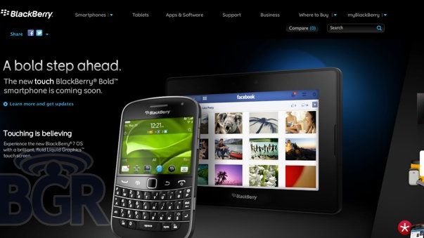 BlackBerry Bold Touch wyciekł na stronach RIM 1