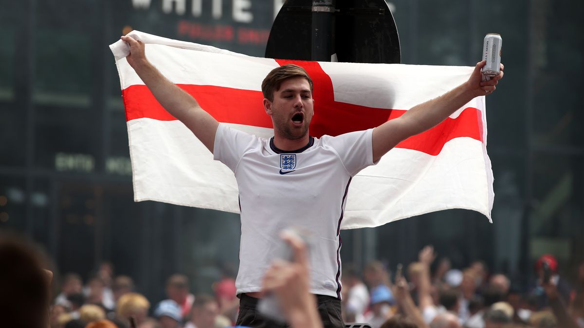 England fans gather on Wembley Way before the UEFA Euro 2020 Final at Wembley Stadium, London. Picture date: Sunday July 11, 2021. (Photo by Nick Potts/PA Images via Getty Images)