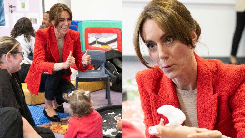 Rozpromieniona Kate Middleton odwiedziła ośrodek dla dzieci. Znów pokazała się w stylizacji Z SIECIÓWKI! (ZDJĘCIA)