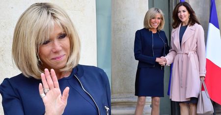 Brigitte Macron odsłania kolana na spotkaniu z księżną Mary (ZDJĘCIA)