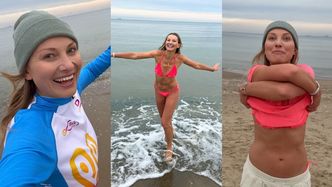Joanna Moro ZRZUCIŁA UBRANIA na plaży i wskoczyła do lodowatej wody: "To się nazywa szczęście"