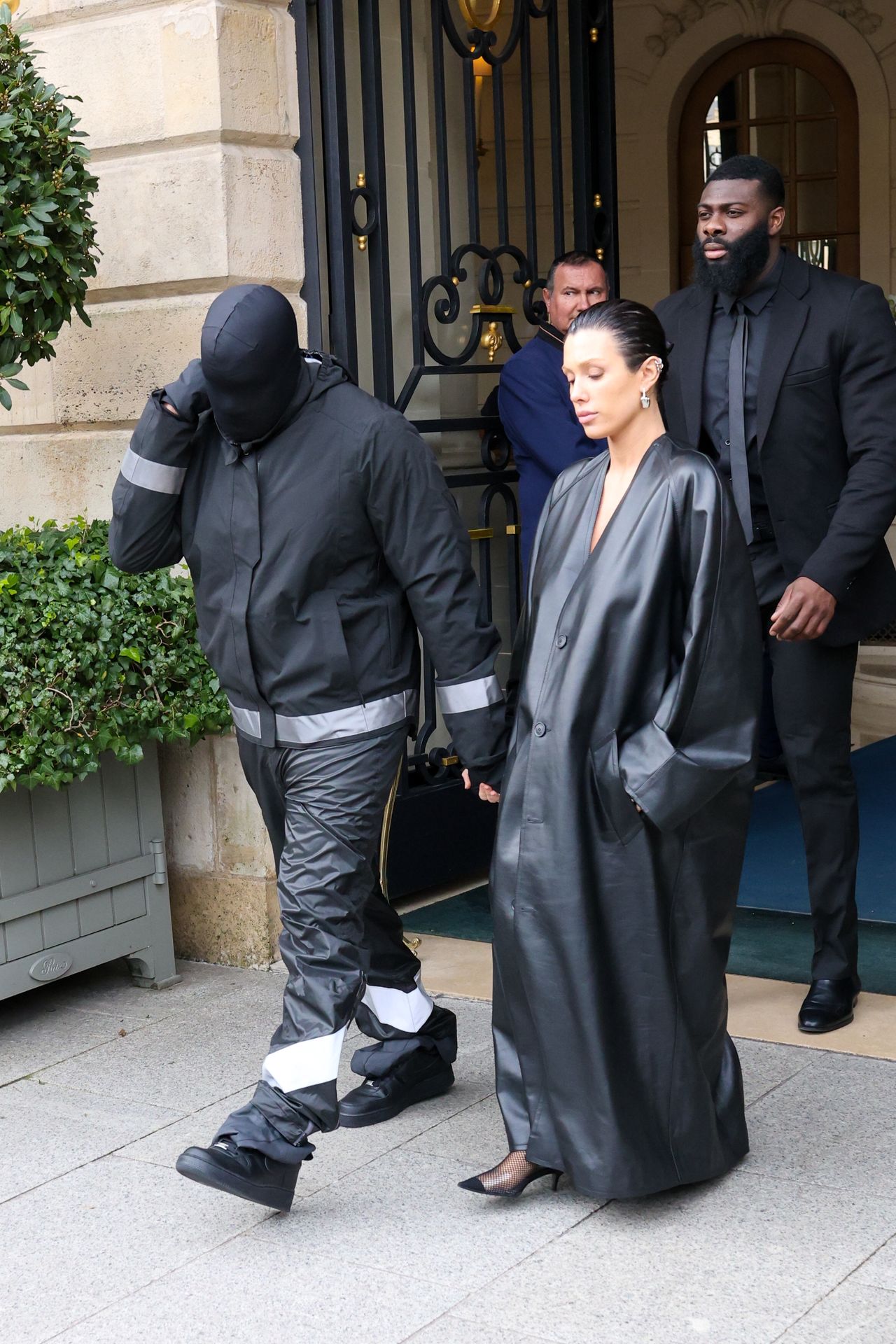 PARIS, FRANCE - FEBRUARY 28: Kanye West and Bianca Censori are seen leaving their hotel on February 28, 2024 in Paris, France. (Photo by MEGA/GC Images)