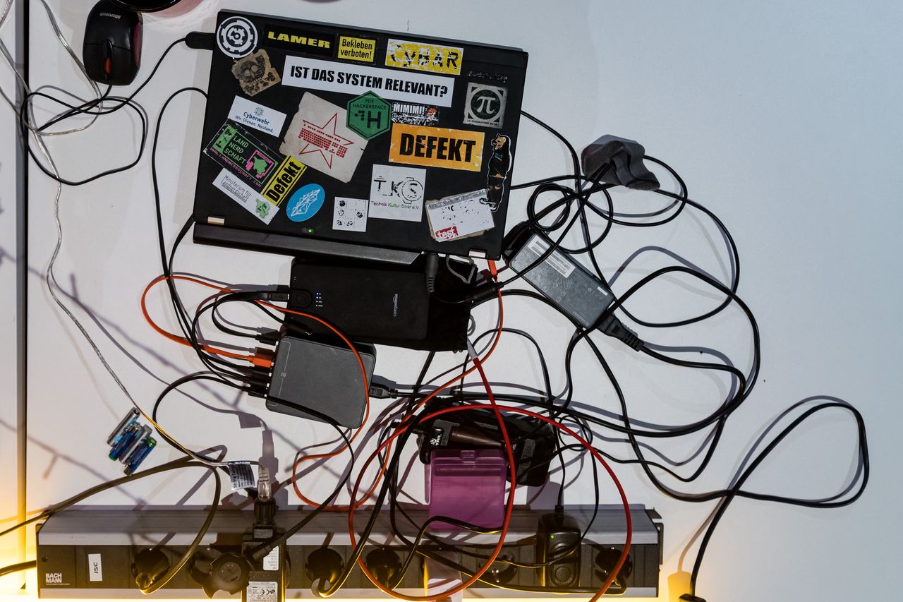 LEIPZIG, GERMANY - DECEMBER 27: A laptop on a table on the first day of the 36C3 Chaos Communication Congress on December 27, 2019 in Leipzig, Germany. The four-day event under the topic "Resource Exhaustion" brings together 17,000 hackers, artists, researchers, technology fans and others from across the globe for seminars and workshops on privacy, security, social issues, ethics, government, science and other issues in their relation to digital technology. (Photo by Jens Schlueter/Getty Images)