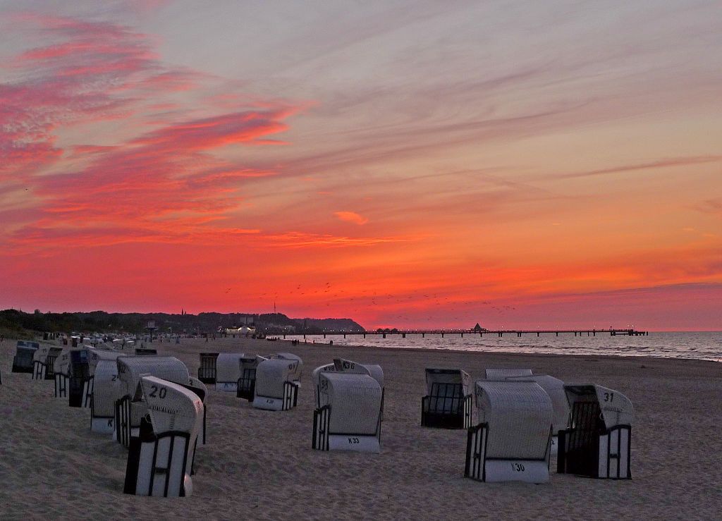 Charakterystyczne kosze są znakiem rozpoznawczym plaż na wyspie Uznam