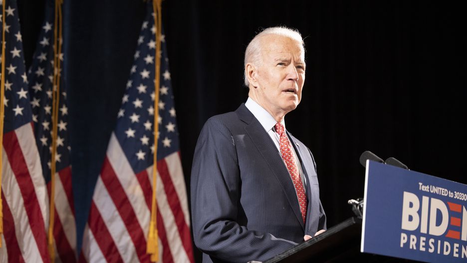Former Vice President Joe Biden, 2020 Democratic presidential candidate, speaks during a news conference in Wilmington, Delaware, U.S., on Thursday, March 12, 2020. Biden sought to deliver an antidote to President Donald Trump's response to the coronavirus outbreak on Thursday, unveiling a new plan that shows how he would fight the spread of the virus and urging the administration to use it. Photographer: Ryan Collerd/Bloomberg via Getty Images