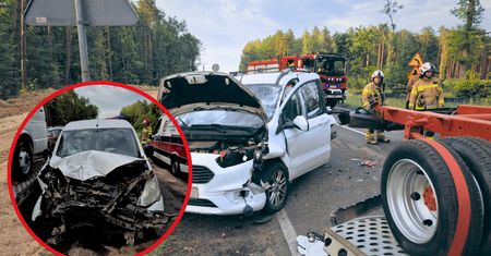 Kolizja trzech pojazdów na DK22. Droga była całkowicie zablokowana