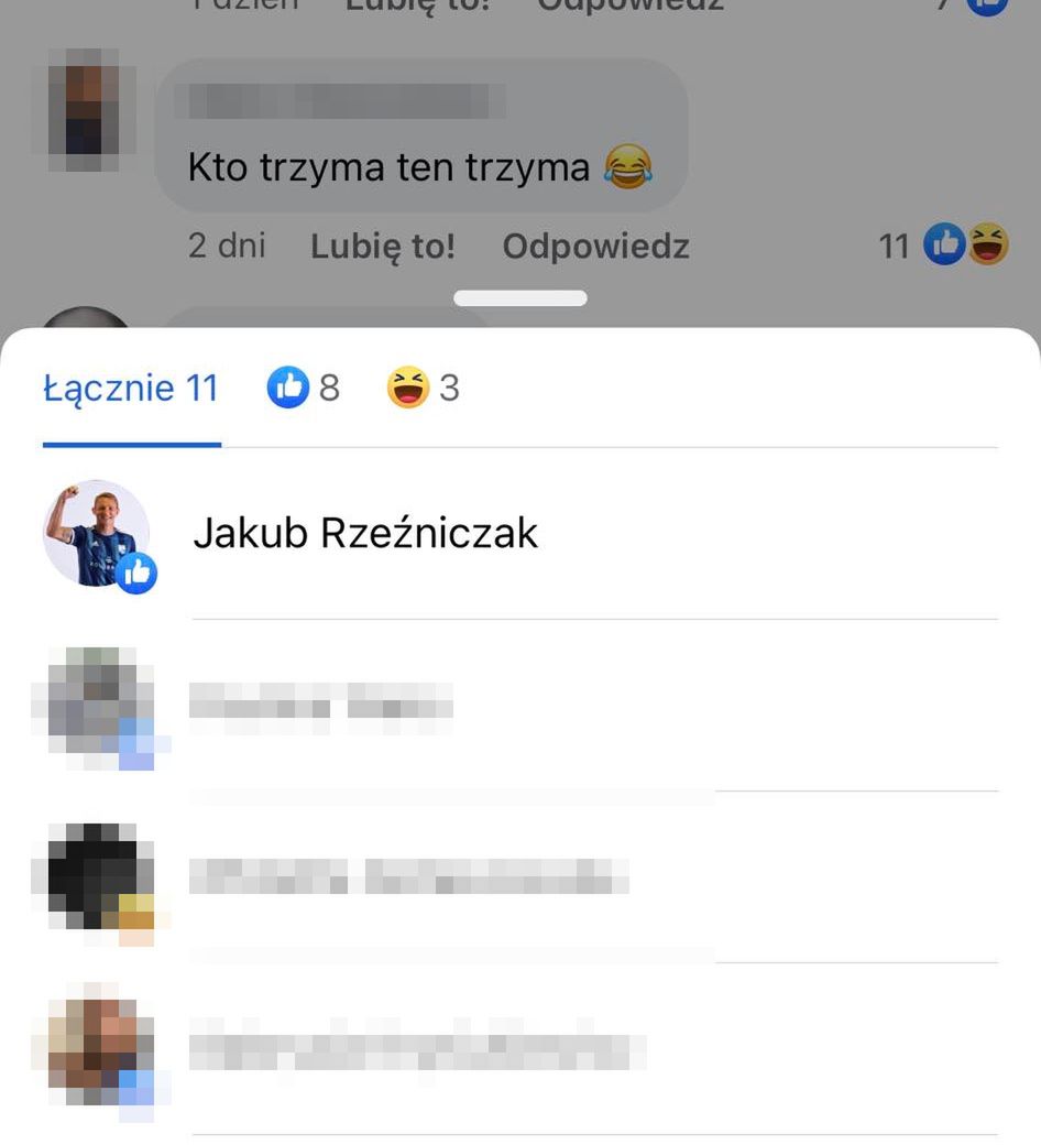Komentarze lajkowane z profilu Jakuba Rzeźniczaka