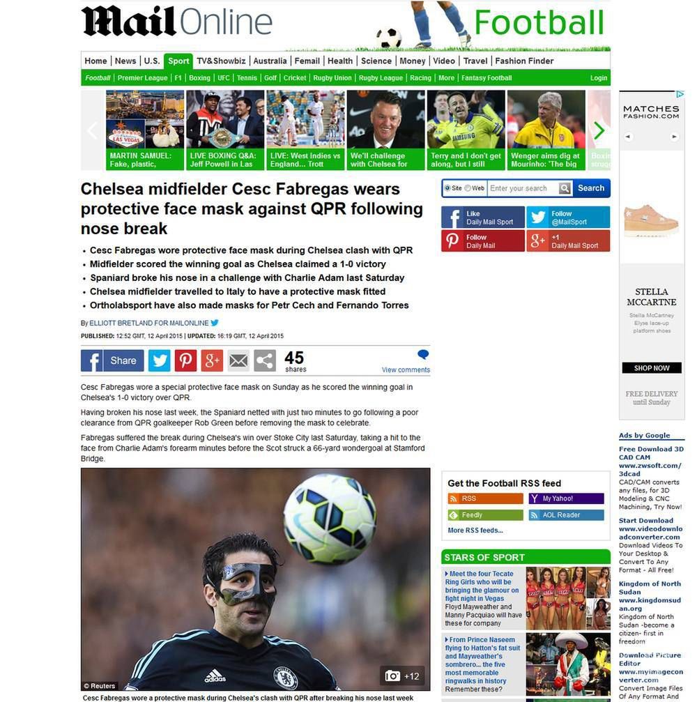 Cesc Fabregas Fot. screen z  dailymail.com