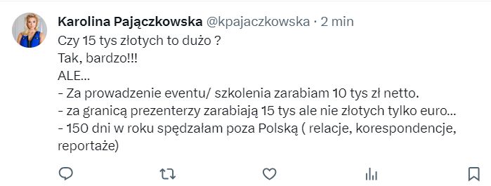 Karolina Pajączkowska ujawniła zarobki