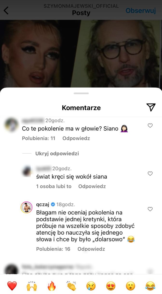 Qczaj krytykuje Caroline Derpienski. Padły mocne słowa. 