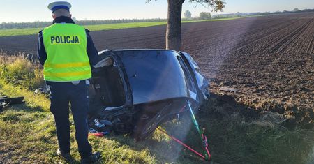 Auto uderzyło w drzewo. W wypadku ranny Brazylijczyk