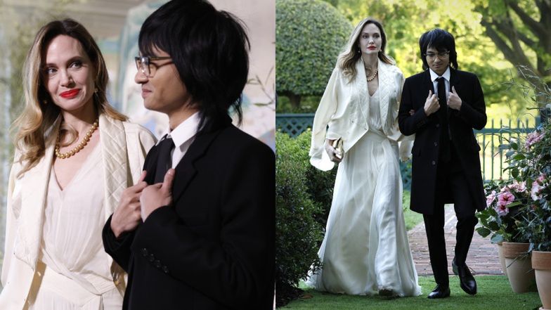 Wystrojeni Angelina Jolie i jej 21-letni syn Maddox maszerują na spotkanie w Białym Domu (ZDJĘCIA)