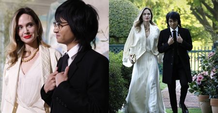 Wystrojeni Angelina Jolie i jej 21-letni syn Maddox maszerują na spotkanie w Białym Domu (ZDJĘCIA)