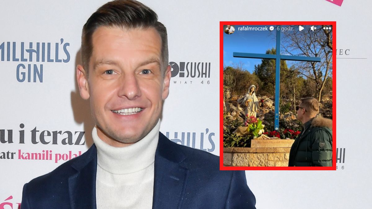 Rafał Mroczek zapozował przy krzyżu