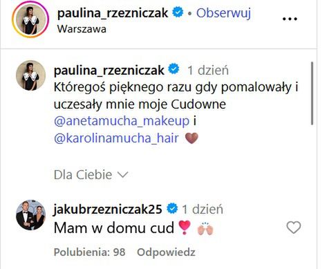 Rzeźniczak komentuje wpis żony 