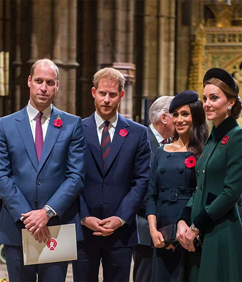 Meghan Markle, książę Harry, księżna Kate i książę William na mszy w Westminster Abbey