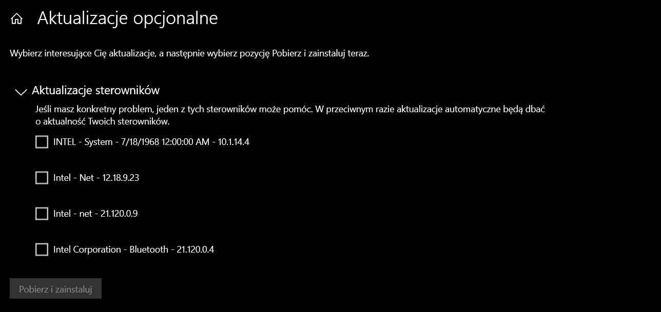 W Windows Update pojawiły się tajemnicze sterowniki "Intel - System" z 1968 roku, fot. Oskar Ziomek.
