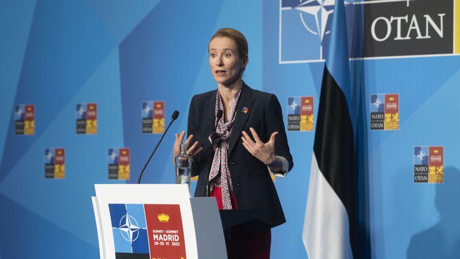 MADRID, SPAIN - JUNE 30: Estonian Prime Minister Kaja Kallas addresses a press conference on the second and final day of the NATO 2022 Summit at the IFEMA Trade Fair Center MADRID, June 30, 2022, in Madrid, Spain. The NATO 2022 Summit officially began yesterday, June 29, and ends today. The celebration coincides with the 40th anniversary of Spain's accession to the North Atlantic Treaty Organization. The Russian invasion of Ukraine, the tensions between Moscow and the Alliance and the accession of Finland and Sweden mark the agenda of an event in which delegations from 40 countries participate and that turns Madrid into the epicenter of world politics during its celebration. (Photo By Alberto Ortega/Europa Press via Getty Images)