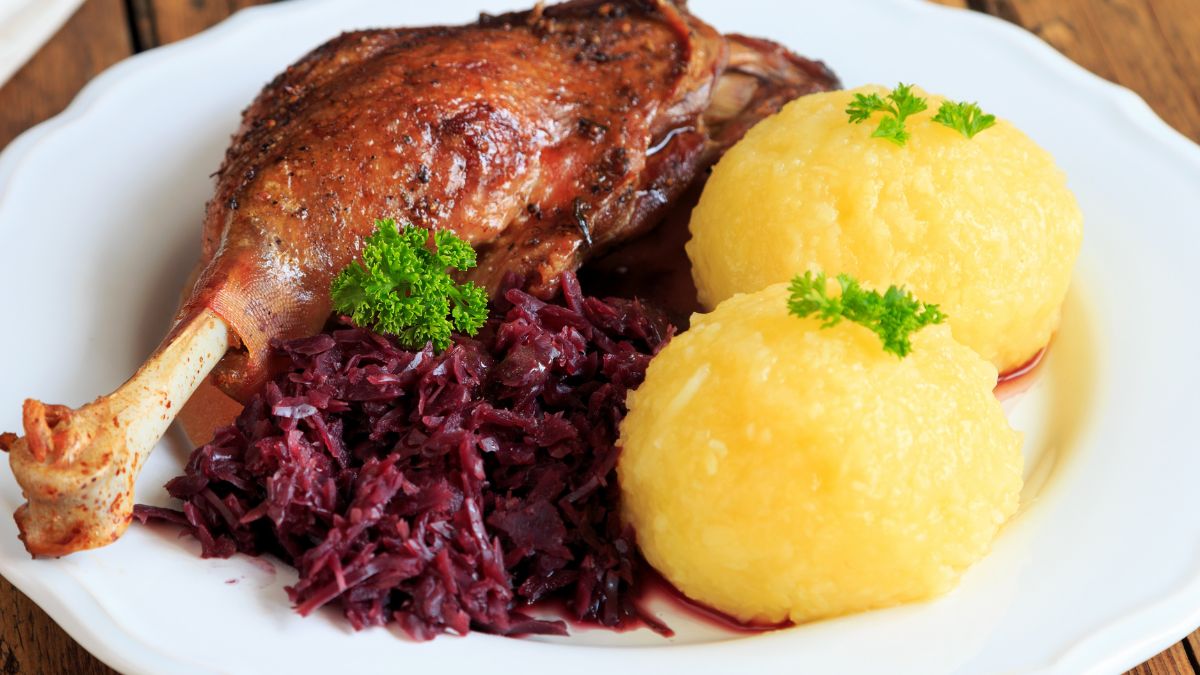 Pieczone udka z gęsi