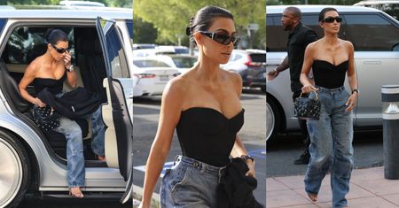Kim Kardashian z odsłoniętymi ramionami i dekoltem zamierza na mecz syna. Mama idealna? (ZDJĘCIA)