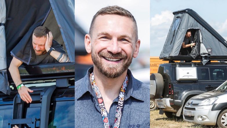 Przemysław Kossakowski koczuje na dachu samochodu