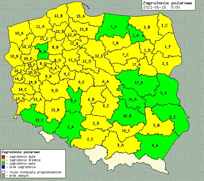 Mapa zagrożeń pożarowych w lasach (IBL)