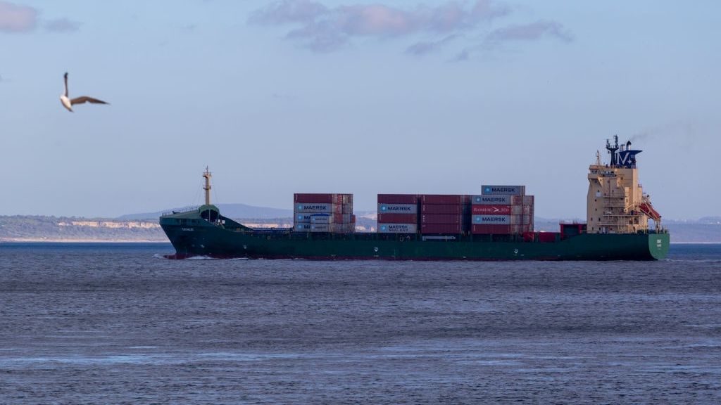 Global Cargo Shortage Affects Costs
A cargo ship loaded with containers in Lisbon, Portugal, on September 1, 2024. The cost of shipping goods from China to Europe increases, hitting record highs due to a shortage of empty cargo containers, Russia's invasion of Ukraine, and other disruptions in global trade. The average cost of shipping a standard large container surpasses $15,000. (Photo by Luis Boza/NurPhoto via Getty Images)
NurPhoto
lisbon, maritime transport, invasion of ukraine, transportation industry, import-export, $15, money, empty cargo containers, average cost, freight rates, geopolitical tensions, global trade disruptions, standard large container, container shipping, economic impact, port activity, international shipping, luis boza, record highs, trade routes, containers, shipping costs, nurphoto, logistics, freight costs, 000, shipping goods, china, trade barriers., cargo ship, september 1, cargo, shortage