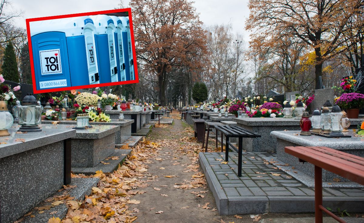 cmentarz, granat Granat w toi-toiu przy cmentarzu. Policyjni antyterroryści na miejscu