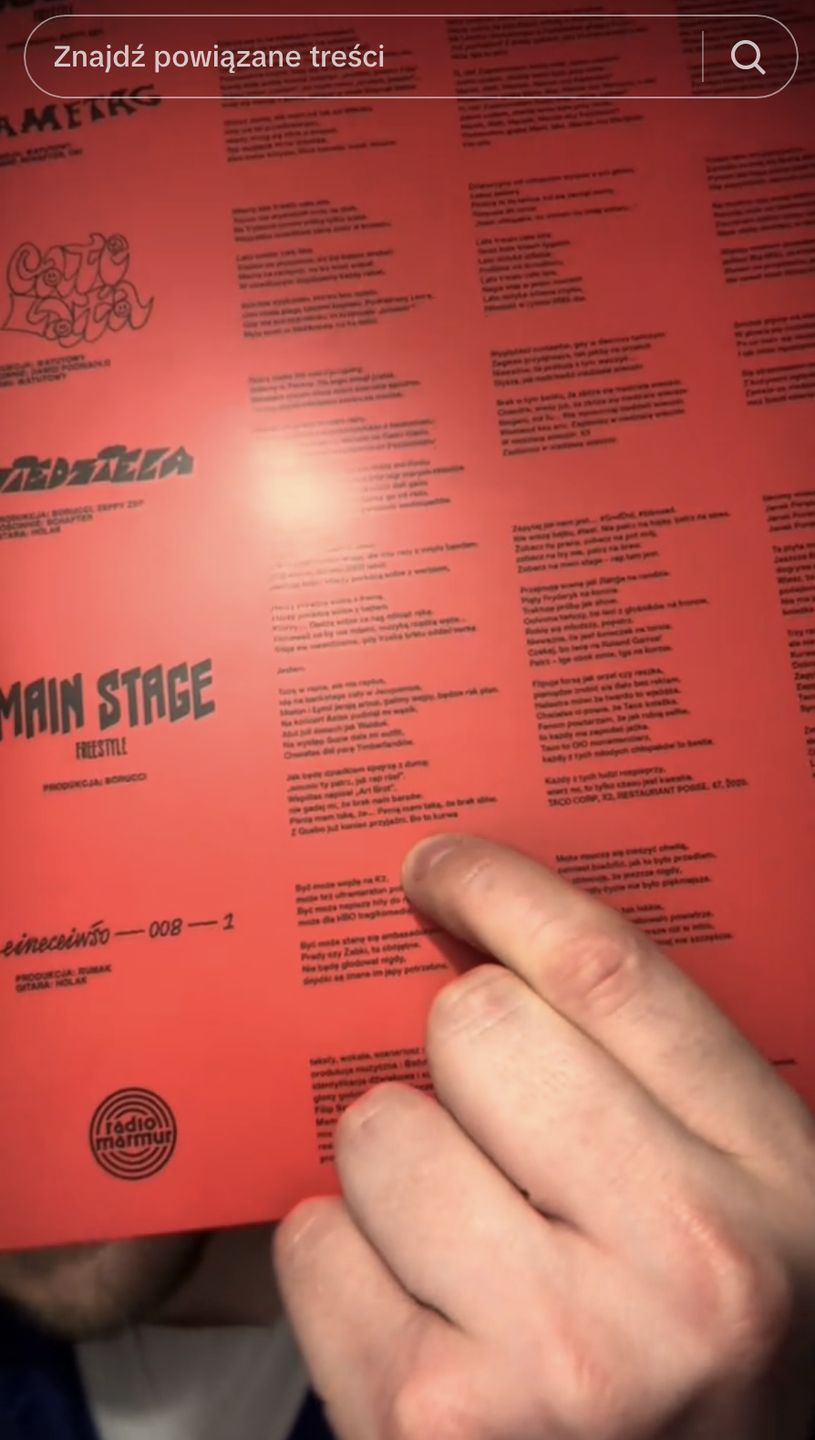 Tekst utworu "Main Stage Freestyle" na winylu 1-800-Oświecenie