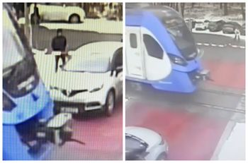 Niebezpieczna sytuacja na torach. Samochód utknął między rogatkami