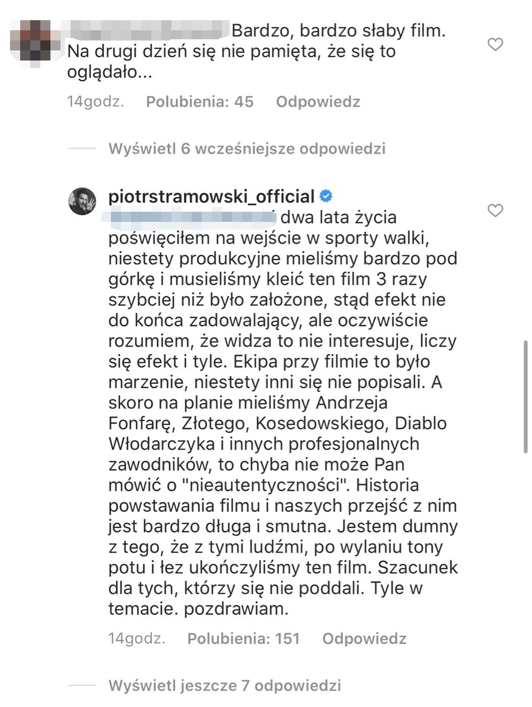 Komentarze na profilu Piotra Stramowskiego