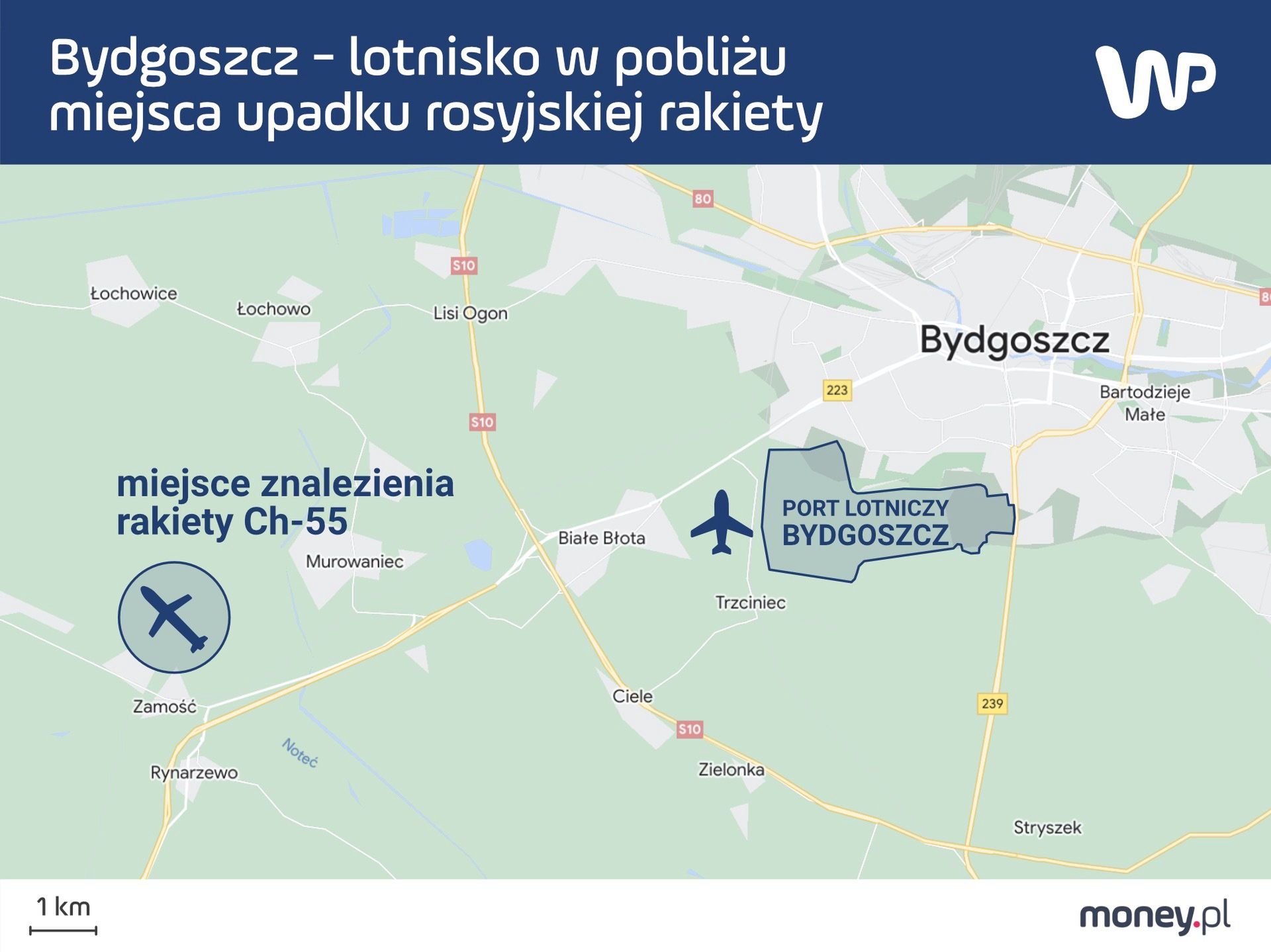 Miejsce znalezienia rosyjskiej rakiety CH-55