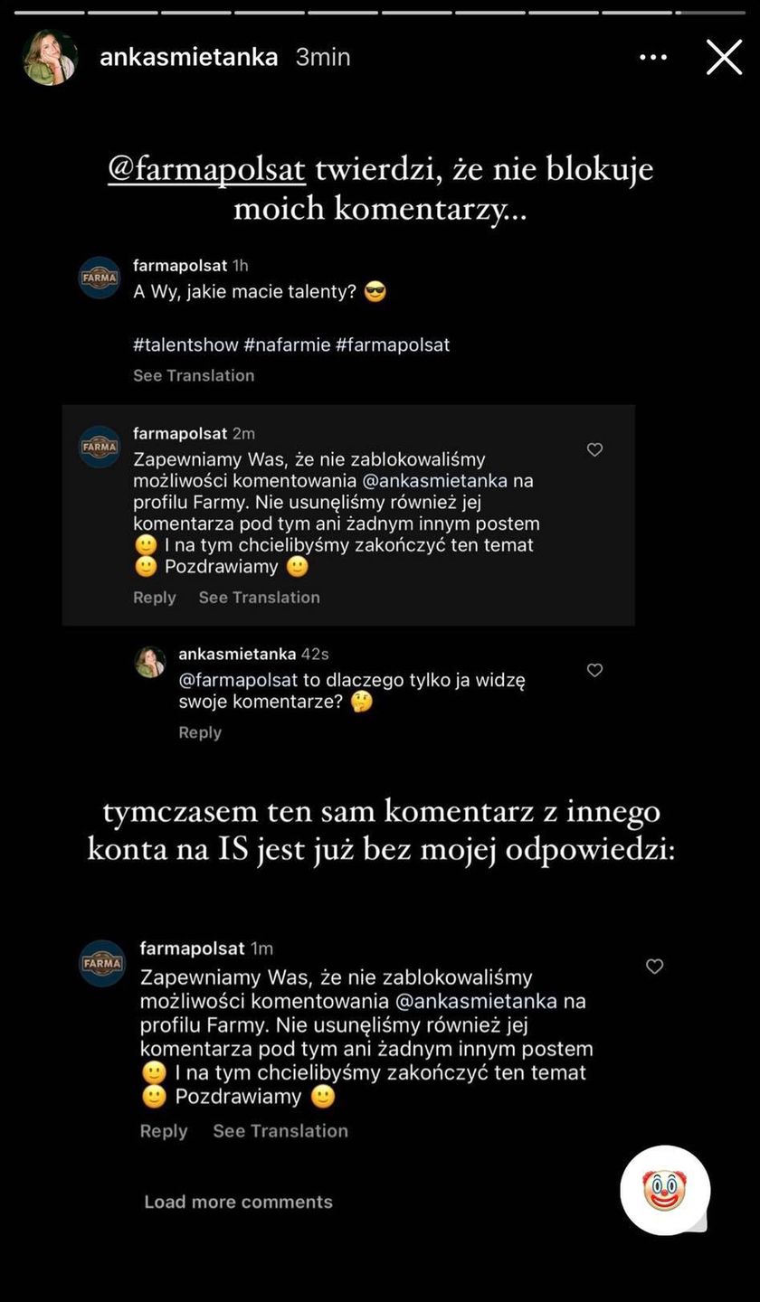 Rzekomo blokowane wpisy Anny Małysy
