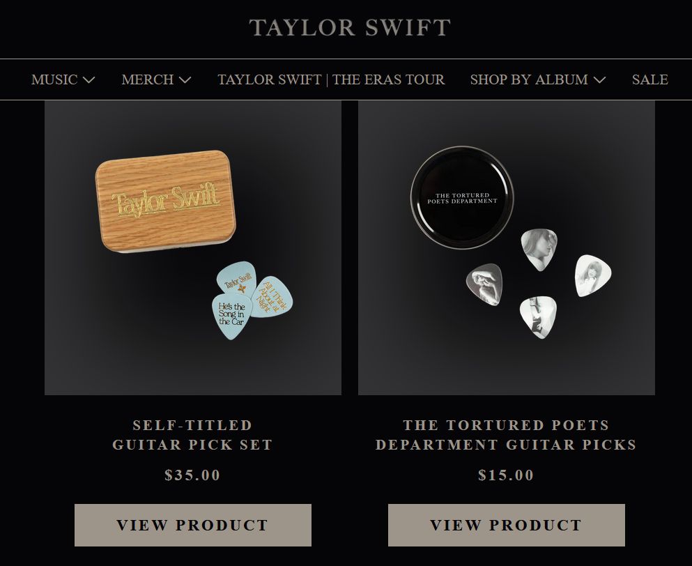 Kostki do gitary ze sklepu Taylor Swift