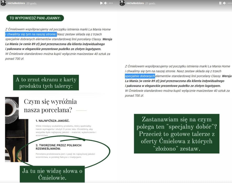 Michał Kędziora komentuje "aferę talerzową"