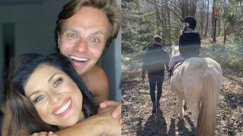 Marcin Hakiel z córką na konnej przejażdżce
