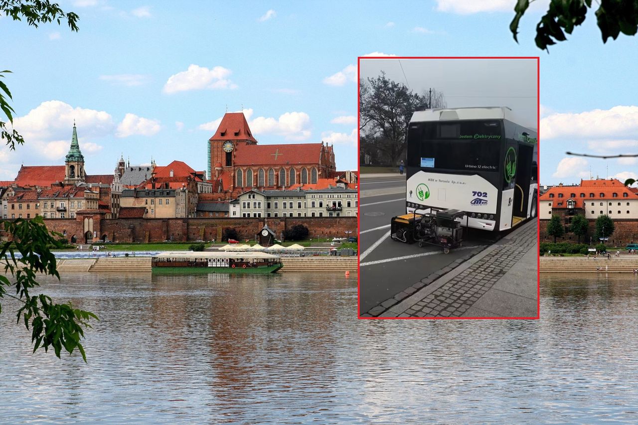 Absurd w Toruniu. Podłączyli agregat do autobusu elektrycznego