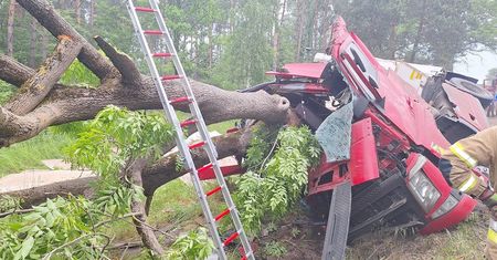 Uderzył z impetem w drzewo. Z ciężarówki niewiele zostało