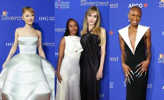 Tłum gwiazd na Festiwalu w Palm Springs: Angelina Jolie z córką, blada Ariana Grande, szponiasta Cynthia Erivo...