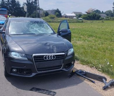 11-latek na hulajnodze elektrycznej zderzył się z audi. Interweniował śmigłowiec LPR