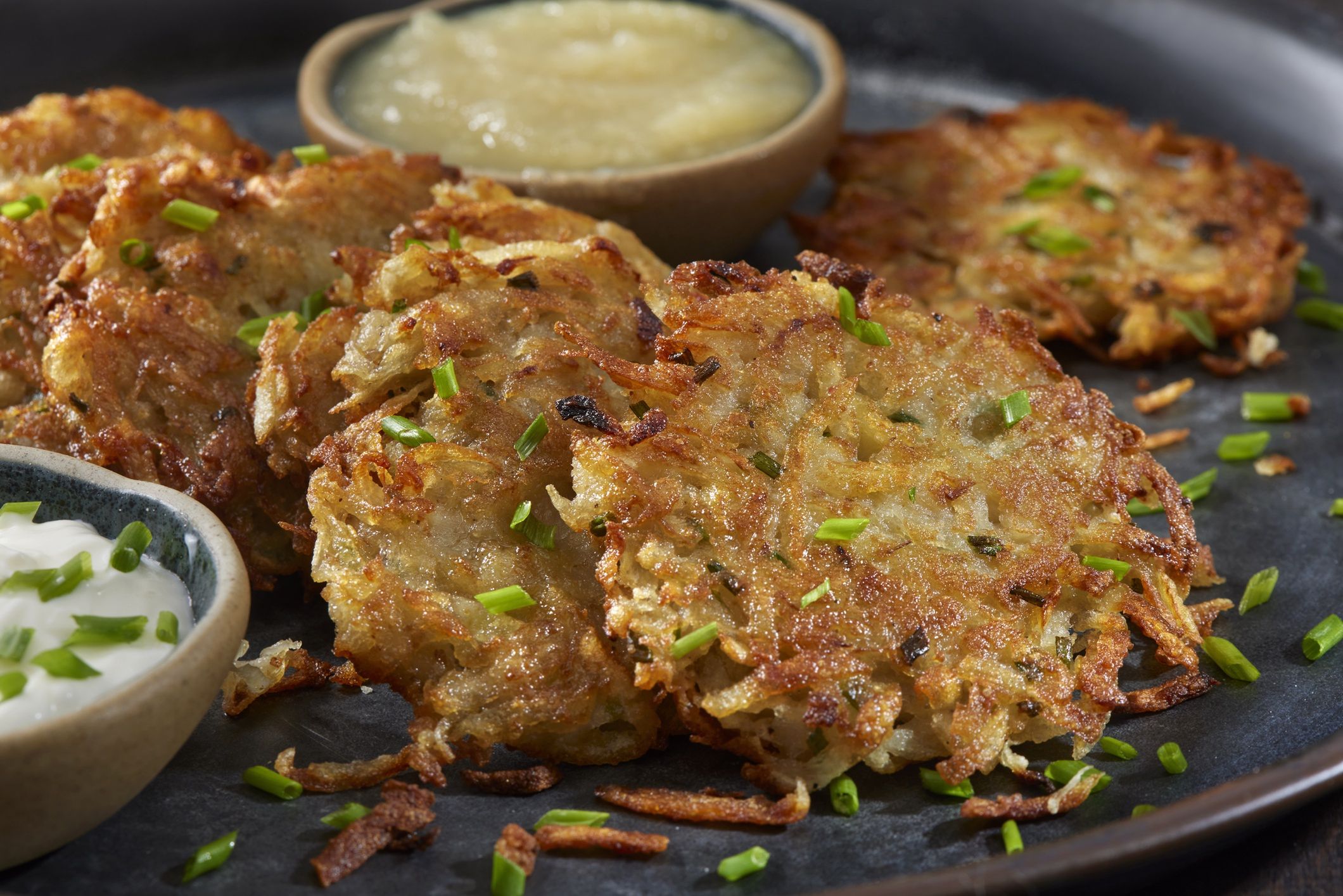Potato PancakesPotato Pancakes "Latke's" with Sour Cream and Apple SauceLauriPatterson