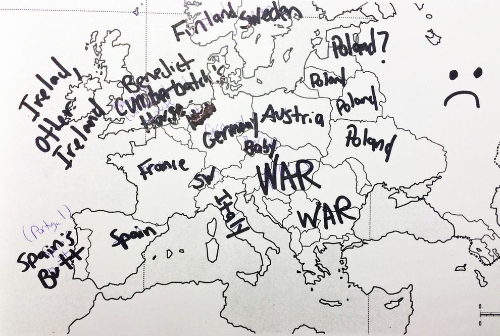 Amerykanie podpisują kraje na mapie Europy