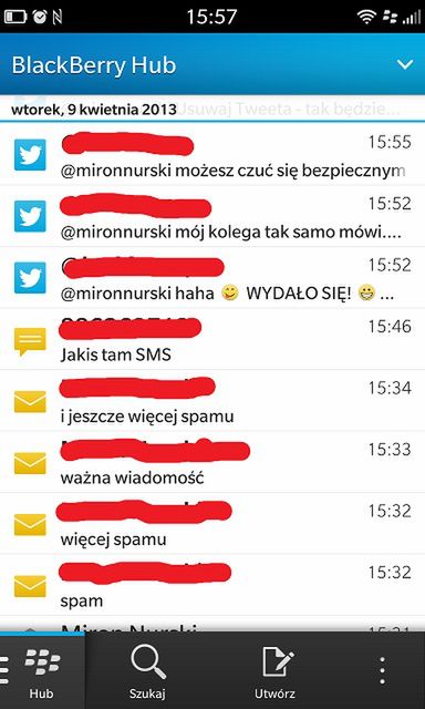BlackBerry Hub, czyli centrum powiadomień w BlackBerry 10 2