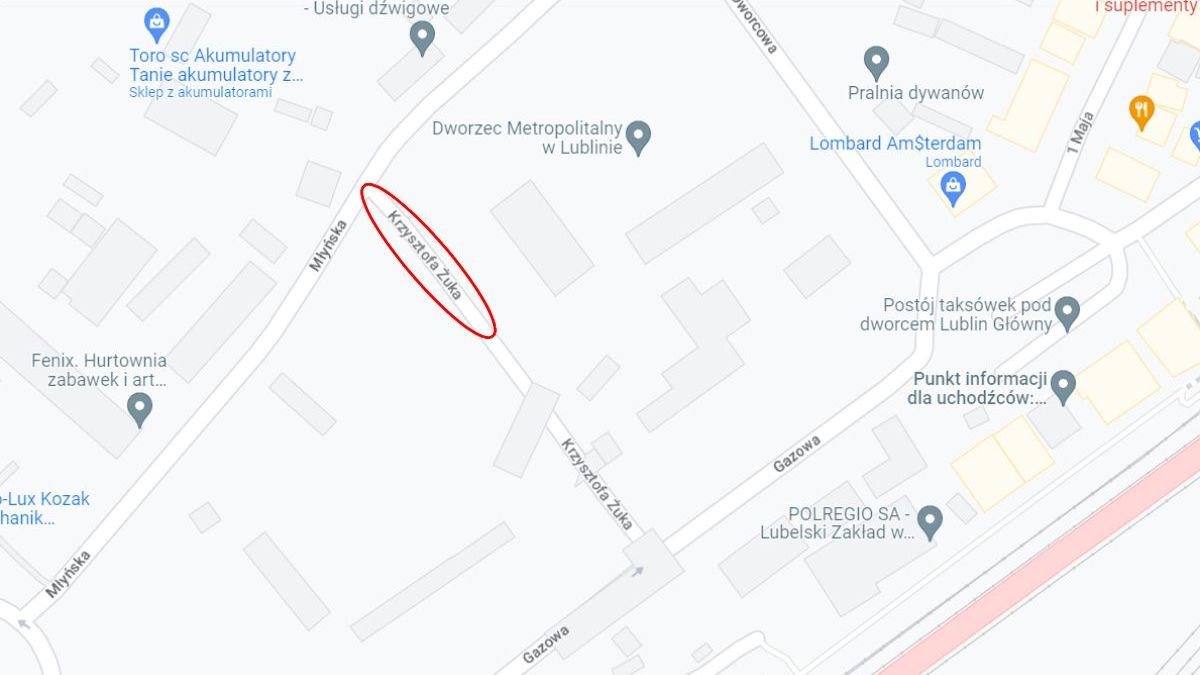 Ulica Krzysztofa Żuka w Mapach Google