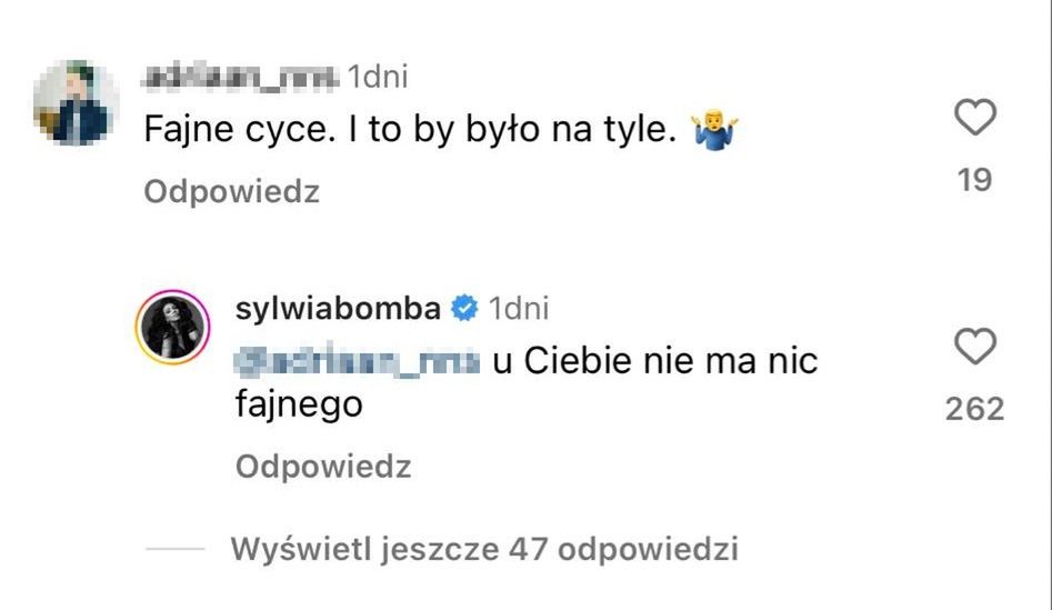 Sylwia Bomba odpowiada na kąśliwe komentarze internautów