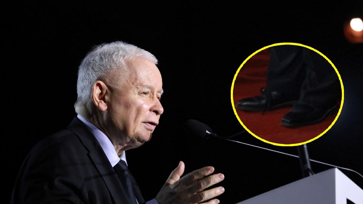 Czy Jarosław Kaczyński ubrał rozparowane buty?