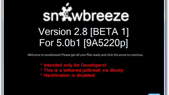 Jailbreak iOS 5 za pomocą sn0wbreeze 2.8 beta 1 1